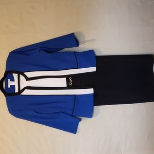 NWT studio one new york 2 piece dress, black, royal blue & white, size 14
